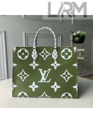 Louis Vuitton Onthego Shopping Tote Bag M44571 Khaki Green/White 2019