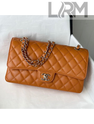 Chanel Grained Calfskin Classic Medium Flap Bag A01112 Orange 2021 