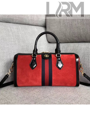 Gucci Suede Leather Ophidia Medium Top Handle Bag 524532 Red 2018