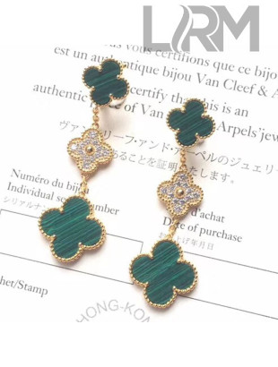 VanCleef&Arpels Magic Alhambra Three Clovers Earrings Green/Crystal 2018