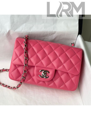 Chanel Grained Calfskin Classic Mini Flap Bag A69900 Fuschia Pink/Silver 2021