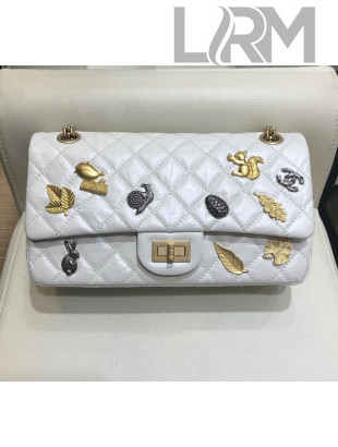 Chanel Aged Calfskin Charms Chain Flap Bag A37586 White 2018