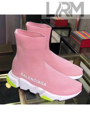 Balenciaga Stretch Knit Speed Trainers Boot Sneakers Pink 2019