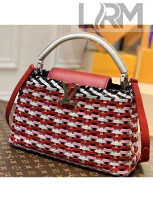 Louis Vuitton Rattan Woven Capucines MM Bag Red 2021