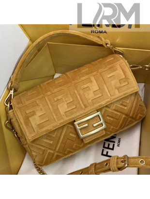 Fendi FF Velvet Medium Baguette Flap Bag Yellow 2019