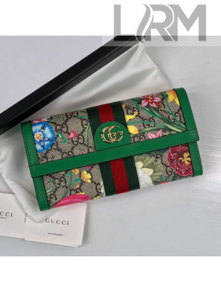 Gucci Ophidia GG Flora Continental Wallet 523153 Green 2019