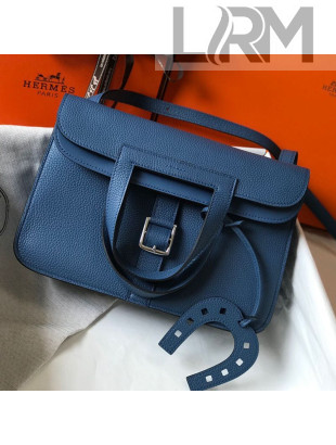 Hermes Halzan Togo Calfskin Leather Bag Agate Blue 2021