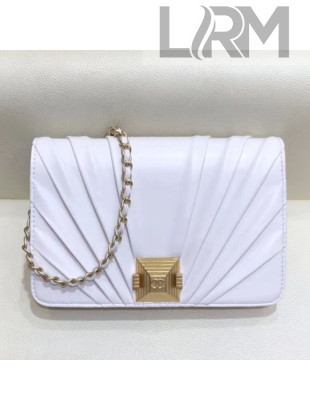 Chanel Pleated Lambskin Wallet on Chain WOC AP0388 White 2019