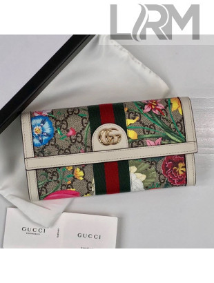 Gucci Ophidia GG Flora Continental Wallet 523153 White 2019