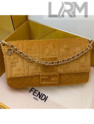 Fendi FF Velvet Large Baguette Flap Bag Yellow 2019