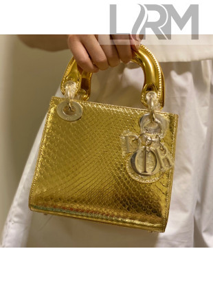 Dior Mini Lady Dior Bag in Python Leather Gold 2021