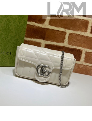 Gucci GG Marmont Geometric Leather Super Mini Bag 476433 White 2021