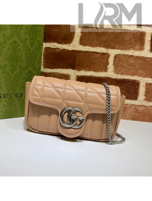 Gucci GG Marmont Geometric Leather Super Mini Bag 476433 Rose Beige 2021