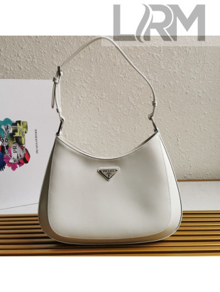 Prada Cleo Brushed Leather Shoulder Bag 1BC156 White 2021