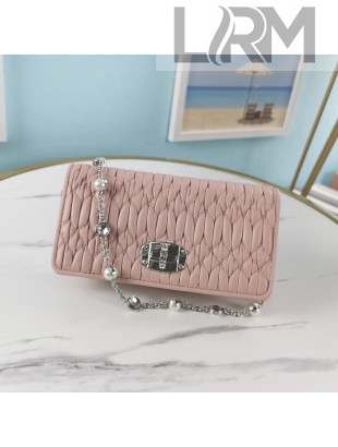 Miu Miu Crystal Cloque Nappa Leather Mini Bag 5DH044 Light Pink 2021