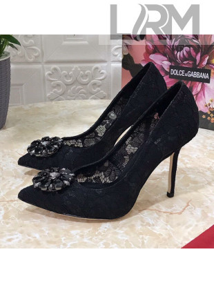 Dolce&Gabbana DG Lace Crystal High- Heel Pumps Black 2021