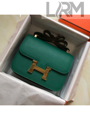 Hermes Constance Bag 18/23cm in Eosom Leather Peacock Green/Gold 2021