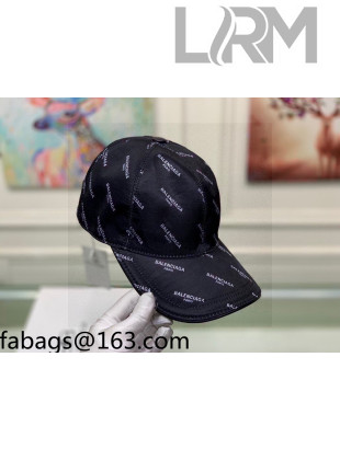 Balenciaga Signature Silk Baseball Hat Black 2021