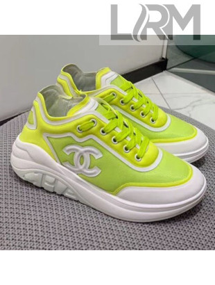 Chanel Lycra and Mesh Patchwork Sneakers G34763 Lemon Yellow 2019