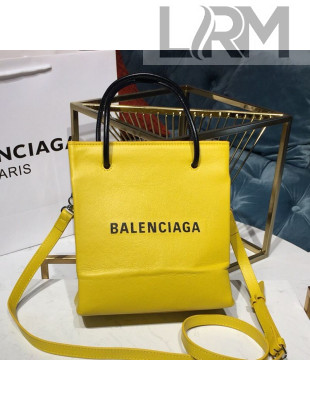 Balenciaga Calfskin North-South Mini Shopping Tote Bag Yellow 2018