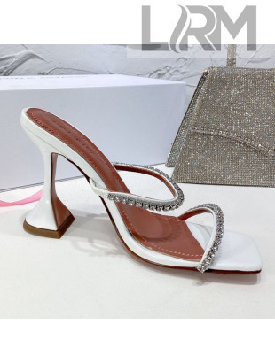 Amina Muaddi Patent Leather Crystal Sandals 9.5cm White 2021