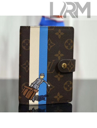 Louis Vuitton Monogram Canvas Print Small Ring Agenda Book Cover R20005 Blue 06 2019