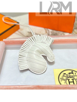 Hermes Geegee Savannah Lambskin Zebra Bag Charm and Key Holder White 2022 09