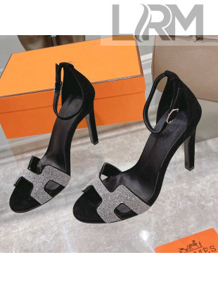 Hermes Premiere Crystal H Heel 10.5cm Sandals Black 2021 06