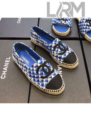 Chanel CC Weave Geometric Espadrilles Blue/White/Black 2019