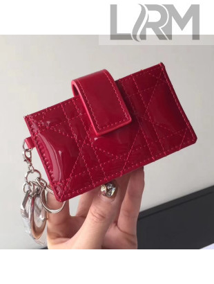 Dior Lady Dior Eden Wallet in Patent Calfskin Red 2018