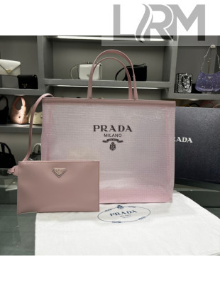 Prada Sequined Mesh Tote Bag 1BG416 Pink 2022