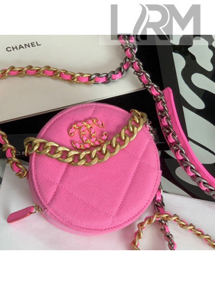 Chanel 19 Denim Round Clutch with Chain AP0945 Pink 2021