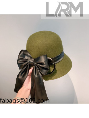 Chanel Wool Bow Bucket Hat Green 2021 110467