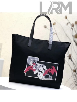 Prada Nylon Tote with Comic Appliqué 2VG019 2018(2)