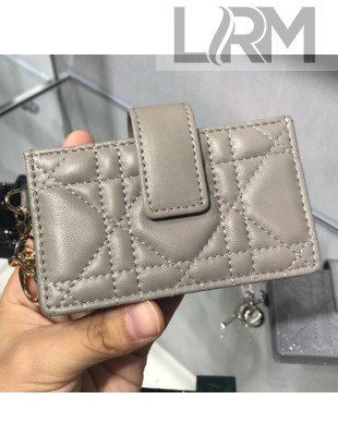 Dior Lady Dior Cannage Lambskin Card Holder Grey 2019