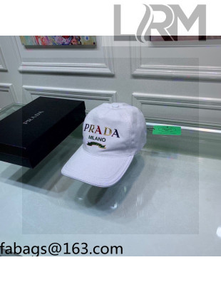 Prada Canvas Baseball Hat White 2021 110470