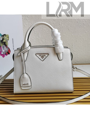 Prada Saffiano Leather Kristen Handbag 1BA297 White 2021