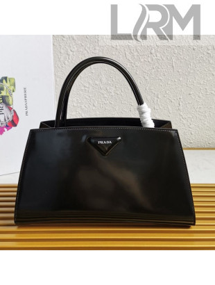 Prada Brushed Leather Handbag 1BA327 Black 2021