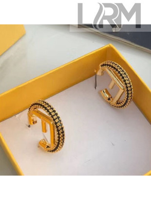 Fendi F Is Fendi Small Hoop Earrings Gold/Black 2019