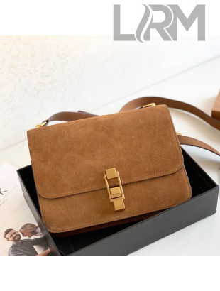 Saint Laurent Carre Satchel Box Bag in Suede 585060 Brown 2019