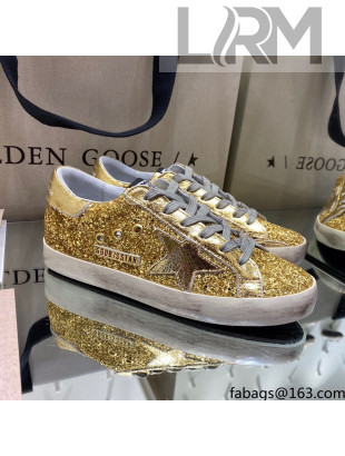 Golden Goose Super-Star Sneakers in Gold Glitter 2021