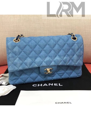 Chanel Denim Medium Classic Flap Bag A01112 Blue 2019