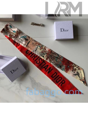 Dior Garden Twill Silk Bandeau Mitzah Scarf Red 2020