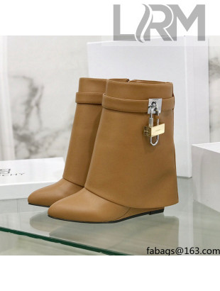 Givenchy Shark Lock Ankle Boots in Leather Light Brown 2021