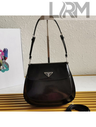 Prada Cleo Brushed Leather Shoulder Bag 1BD303 Black 2021