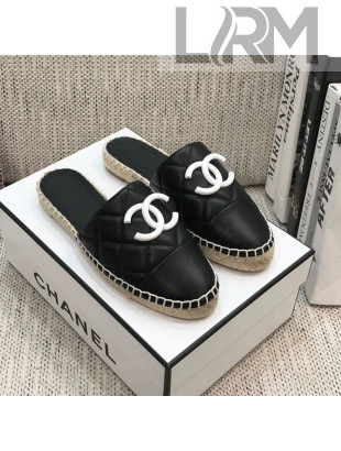 Chanel Quilted Lambskin Flat Espadrilles Black 2021