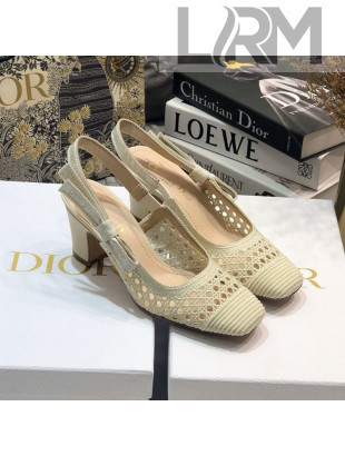 Dior x Moi Slingback Pumps in White Cannage Embroidered Mesh 2020