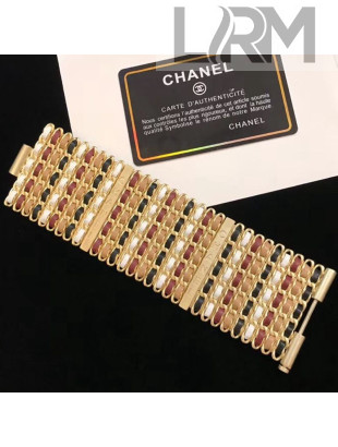 Chanel Chain and Leather Cuff Bracelet AB1444 2019