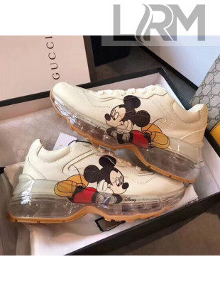 Disney x Gucci Rhyton Leather Sneakers with Transparent Sole White 2020 (For Women and Men)