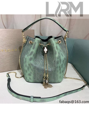 Bvlgari Serpenti Forever Bucket Bag in Green Snakeskin 2021